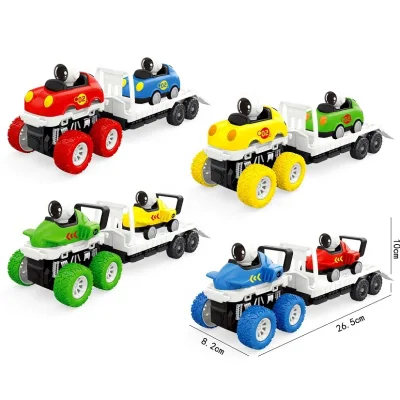 2024 New Design Inertial Stunt Space Pull Back Trailer Space Plane Cartoon Car High Quality Kindergarten Boy Gift Toy Car