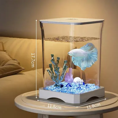 Fighting Fish tank Home Living Room Small Goldfish tank Desk Ornamental Small Fish tank Desktop Landscaping for Fish