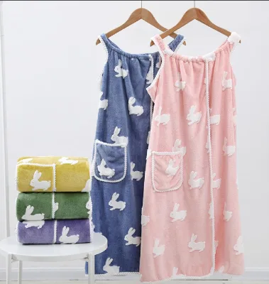 2023 New Design Womens Wearable Bath Skirt Soft Bathrobe Quick-Drying Microfiber Body Wrap Skirt