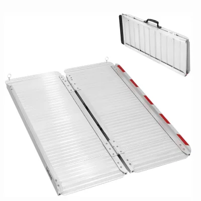 Hanak R05 No-slip 300kg Capacity Silver Aluminium 2 Section Telescopic Wheelchair Dog Pool Ramps 71x91cm