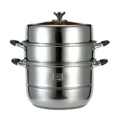 SS304 High Quality Stainless Steel Multi-functional Steamer Pot Eco-friendly Double Boiler with Glass Cover