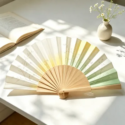 BSBH Hot Sale Factory Price Chinese Fan Hand Made Bamboo Wooden Ribs Beautiful Colorful 23cm for Summer Event Party Use