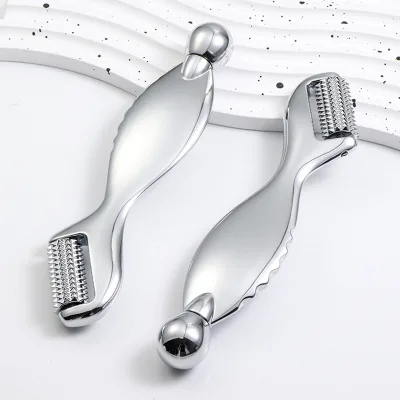 Private Label Metal V Shape Facial Micro Needles Derma Roller with Needles for Eyes & Face US Plug