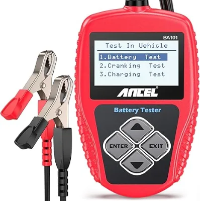 Advanced Automotive Battery Tester with Charging System Analysis Including Load/Unloaded Voltage & Ripple - BA101