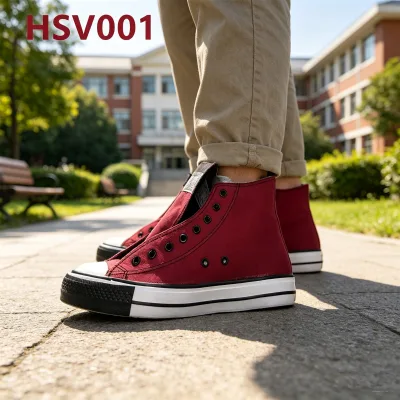 ZYF,Campus Life Premium Canvas Fabric Upper Red Hua Singh Sneakers Hard Wear Vulcanized Rubber Sole Lace up Student Shoes HSV001