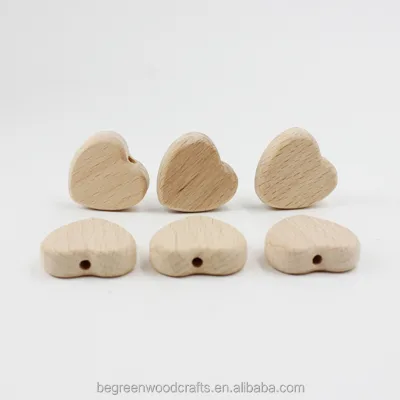 Wood Beads Unfinished Wooden Heart Shaped Beads Simple Hearts Beads Diy Beads for Crafts Making
