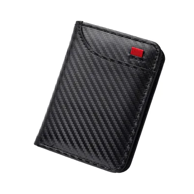 Business Carbon Fiber Pattern Vertical Men's Wallet Wholesale USD Clip Card Bag Men's Leather Wallet with Multiple Card Slots