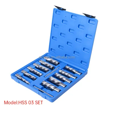 EKIIV 1inch Depth High Speed Steel 3/4 Inch 19.05mm Universal Shank 1-1/16'' 13 Pcs Hss Annular Cutter Set with 2 Pilot Pins