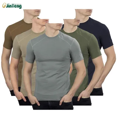 Hot Selling Men's Outdoor Tactical T-Shirt Breathable Knitted Sports Casual Combat Uniforms for Hunting Climbing Fishing
