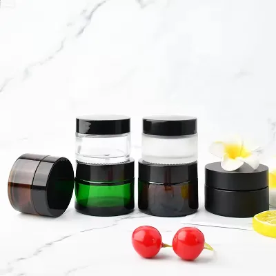Eco-Friendly Cosmetic Containers with Airtight Black Lids & Liners Glass Jars with Lids