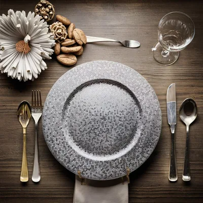 Custom Color Plastic 13 Inch Handpainted Handmade Durable Decorative Charger Plate for Dining Weddings Baby Showers