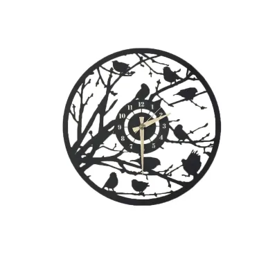 Creative Wall Clock Metal Black Bird Metal Wall Art Clock Hanging Watch Crafts Home Decor Ornament