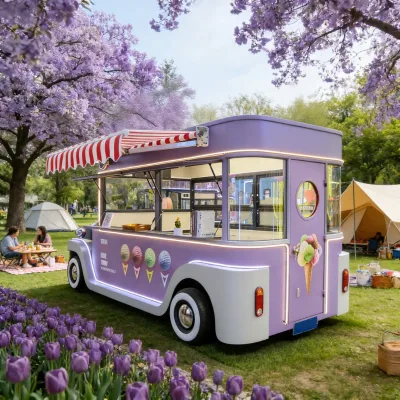 2026 Standard Electric Ice Dining Street Fast Food Cart Cheap Mobile Food Truck 2500kg Load Capacity Customized Color for Sale