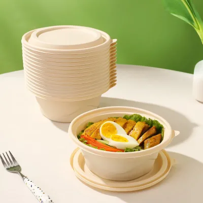 Customized Biodegradable Corn Starch Disposable Lunch Box Microwave Safe Eco-Friendly Takeaway Food Container Bowls for Lunches