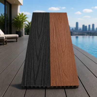 Modern Swimming Pool Outdoor WPC Decking Anti-Slip Waterproof Eco-Friendly Walnut Teak Composite Premium Flooring Click