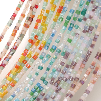 DIY Handmade Square Beaded Bracelet Necklace Accessories Plated Color Crystal Beads Loose Nature Crystal Beads