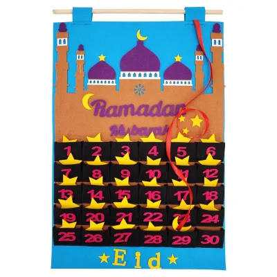 2025 New Ramadan Decoration Ramadan Calendar 30 Days Eid Mubarak Hanging Felt Countdown Calendar