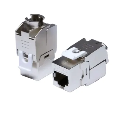 CAT6A STP Toolless Keystone Jack Ratchet Zip-tie Design 10Gbps Shielded Zinc-Alloy RJ45 Tool-Free Module Jacks