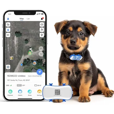 Pet GPS Tracker For Dogs Real Time Tracking Waterproof 4G Built In GPS Android iOS Compatible Rectangular Design