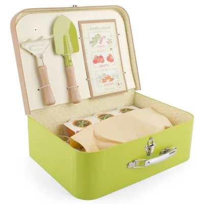 Metal Wooden Handle Safe Right Size Children Long Bamboo Kids Gardening Tools Set