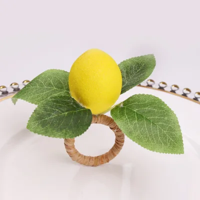 Lemon Napkin Rings, Summer Fruit Napkin Ring Holder Dinner Napkin Holder for Wedding Dinner Party Birthday Banquet Table