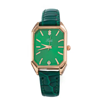 Women Watches Fashion Green Square Leather Quartz Watch Luxury Ladies Wristwatch Girlfriend Gift