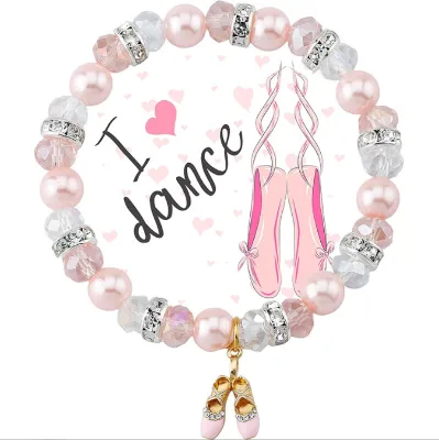 2025 Hot Popular New Girl Ballet Perform Gift Sweet Pearl Adjustable Girls Ballet Dance Angel Bracelet
