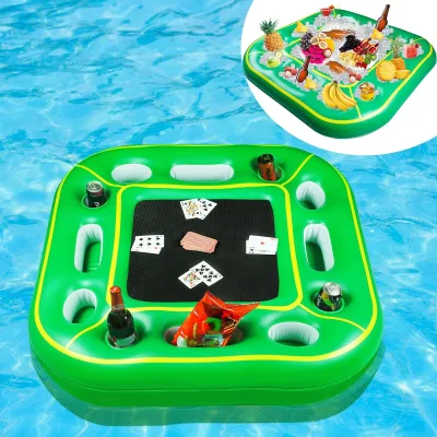 Inflatable Floating Drink Tray PVC Durable Foldable Square Plate for Adults Pool Beach Summer Party Food Drink Holder Cooler