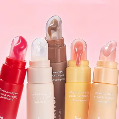 pink Glitter Glossy Plumping Vegan Bow Cute Lip Gloss Private Label Natural Vegan Wholesale extreme Lip Plumper Gloss