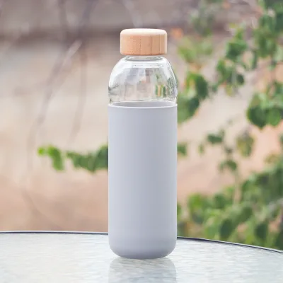 Colorful Glass Bottle with Bamboo Lid  550ml