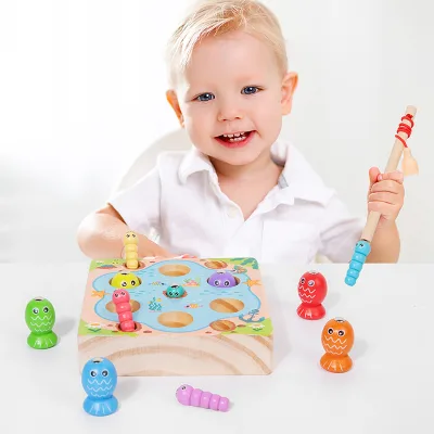 Wooden Fishing Game Fun Children's Color Recognition Matching Educational Early Learning Toy