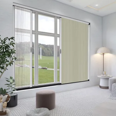 2026 New Design Built-In Plain Design Manual Cordless Day and Night Left and Right Double Opening Honeycomb Blinds for Doors