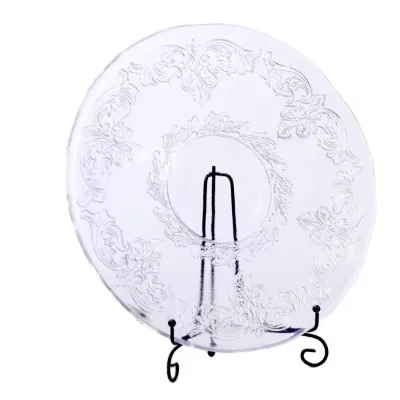 Luxury Transparent Flower Pattern Glass Charger Plate for Weddings Hotel or Family Use