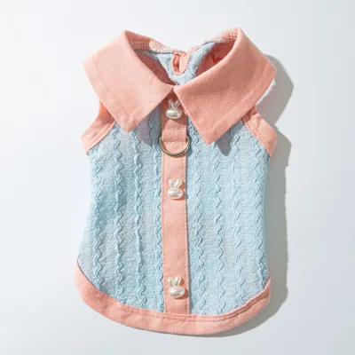 New Spring Summer Pet Dog Polo Shirt Cute Rabbit Shape Button No Sleeves Dog Vest Thin