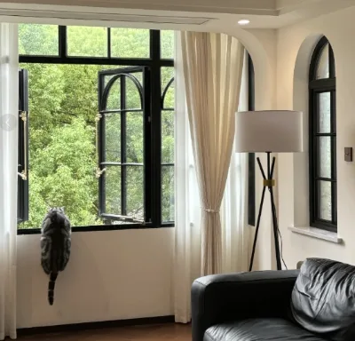 All Sizes Thermal-Insulated French Windows Aluminium Alloy Frame Horizontal Opening Pattern Louver Outdoor-Exterior Bathrooms