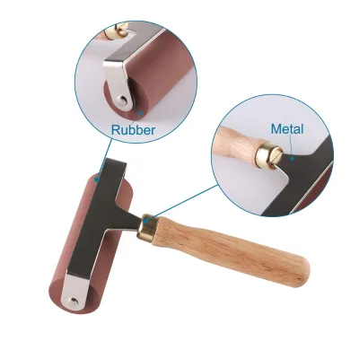 SINOART 3 Sizes Soft Rubber Brayer Roller, Wooden Brayer Paint Brush Art Craft Oil Painting Tool for Printmaking Application