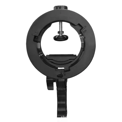 S-Shape Clamp Stand - Photography Gear Mount with Bowens/Elinchrom Flash Interface Handheld Chuck & Umbrella Hole