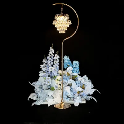 Luxury Floor Lamp Stainless Steel Modern K9 Crystal Hanging Chandelier Stand for Wedding