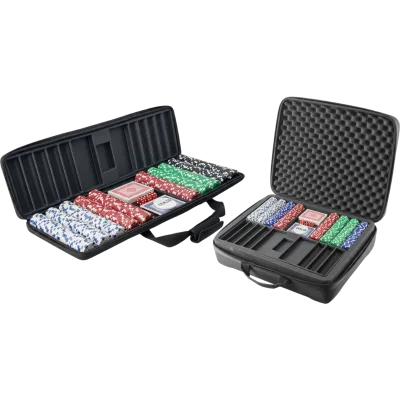 Empty EVA Poker Case with Molded Interior for 300/500 Poker Chips and Game Accessories, Professional Storage Solution