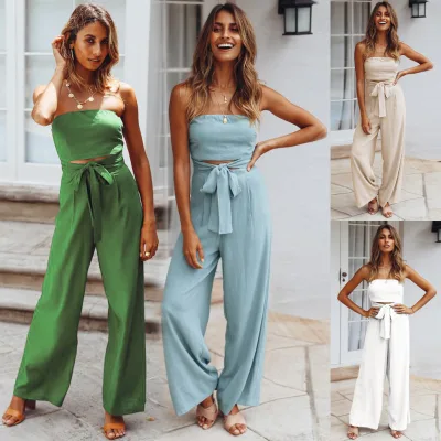 New Casual Fashion Suit Sexy Backless Slim Jumpsuit European and American Straight Pants Suit