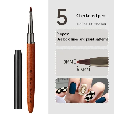 Professional Nail Art Manicure Tools Gel Acrylic Wood Handle Nail Art Brush Drawing Painting Manicure Pen Set