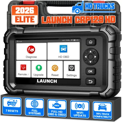 LAUNCH 2026 CRP129 HD V2 24V Heavy Duty Truck Scanner with 7 Reset Functions DPF Regen Oil Reset Injector Coding