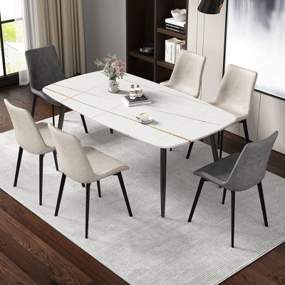 Dining Furniture Ceramics Computer Table Ceramics Top Metal Leg Dining Table