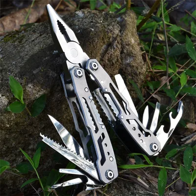 Multi-Tool Pliers with Folding Design Includes Scale Screwdriver Can Opener Saw Steel File Ideal for Vehicle Camping and Repair