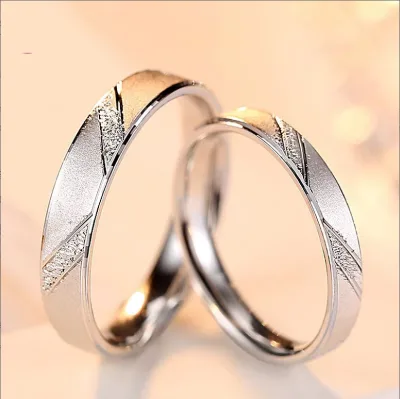 Sandblasted Sterling Silver Stackable Jewelry S925 Silver Couple Ring Minimalist Engagement Ring Men's Ring Silver Plated