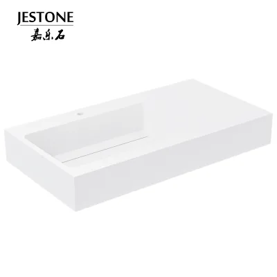 Modernist Tilted Acrylic Solid Surface Sink-Bathroom Hotel Use Wall Mount 12L Capacity Water Resistant High-Efficiency Drainage