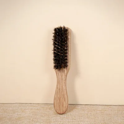Custom Logo Four-Type Natural Paddle Boar Bristle Beard Brush Men's Oak Rubber Handle Wood Care Cleaning Shaving Brush