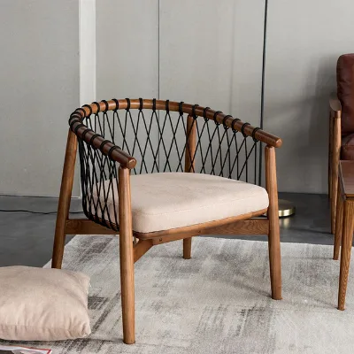 Lounge Armchair Leisure Solid Wood Chair for Restaurant Hotel Home Living Room