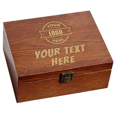 Custom Wooden Storage Box OEM Laser Engraved Logo Hinged Wood Box With Metal Latch for Gift Jewelry Keepsake Packaging Wholesale
