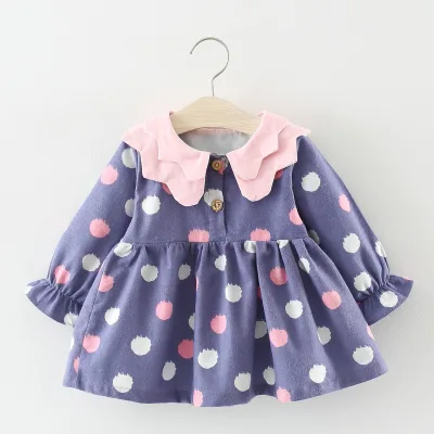 Spring and Autumn New Girls' Long Sleeve Printed Double Layer Collar Princess Dress Shirt Casual Baby Clothing Wholesale Q113